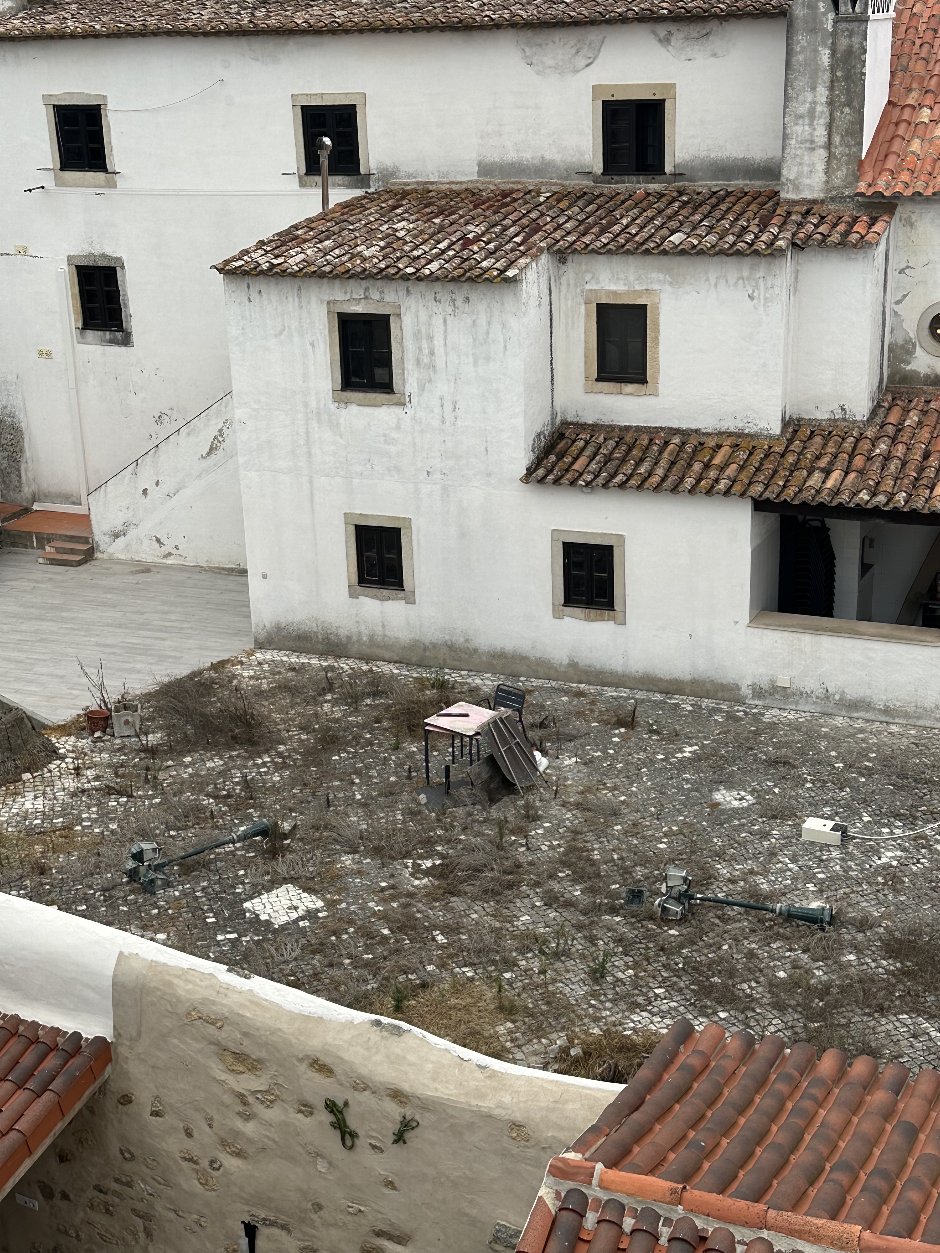 a chair on top of a roof